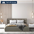 Solid Wood King Box Bed, 210 cm x 199 cm (6.89 ft x 6.53 ft) (Finish Color - Omega Grey, Delivery Condition - Knock Down)