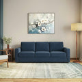 Compact 3 Seater Fabric Sofa in Lapis Blue Colour