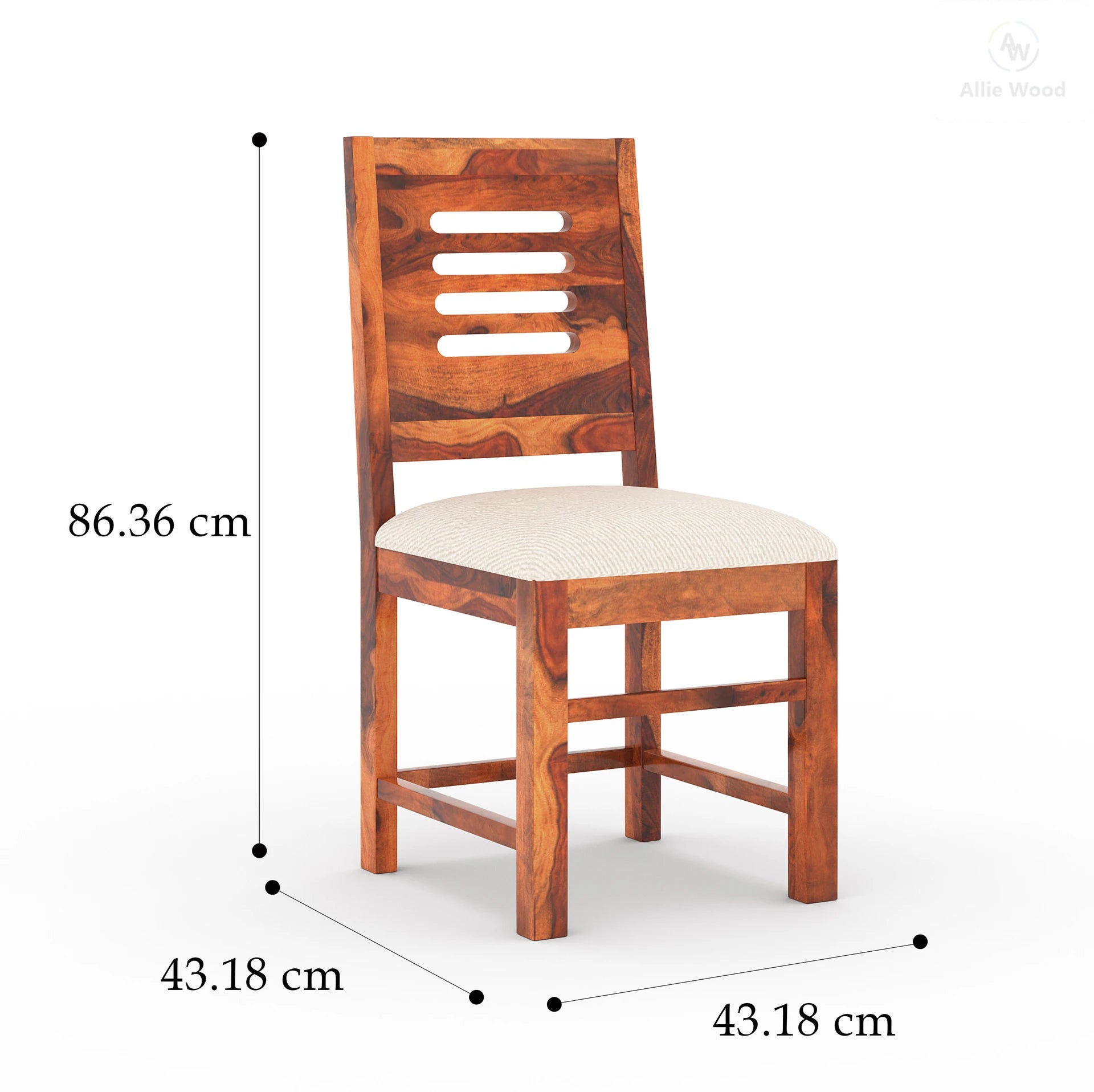 Cherry Wood Rosewood (Sheesham) Solid Wood Dining Chair (Set of 1, Finish Color - Teak Finish)