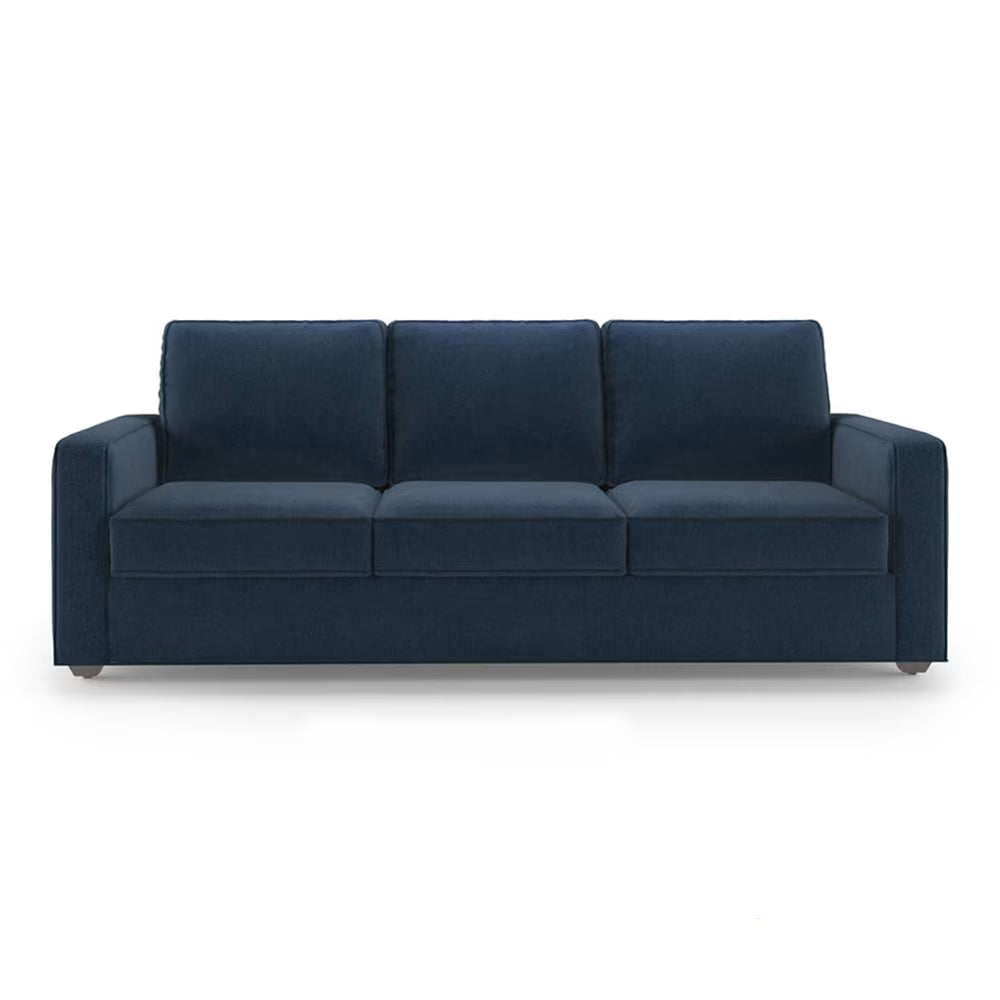 Compact 3 Seater Fabric Sofa in Lapis Blue Colour