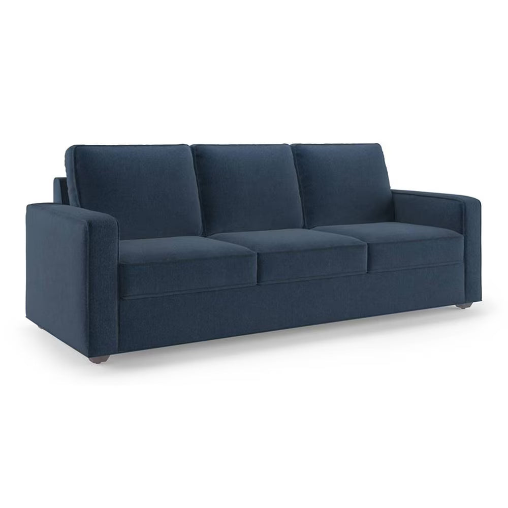 Compact 3 Seater Fabric Sofa in Lapis Blue Colour