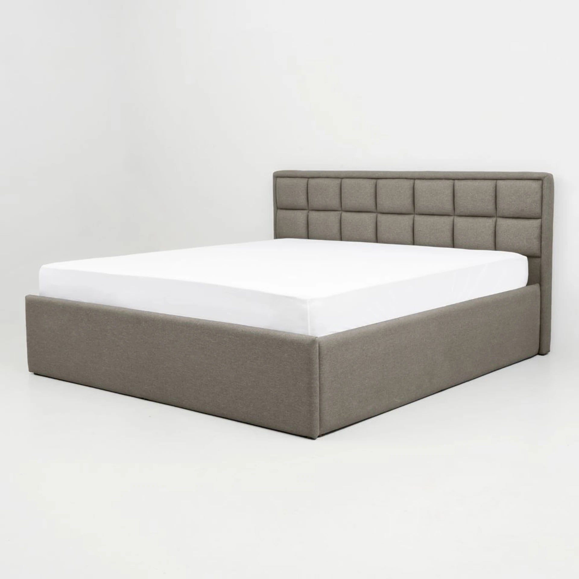 Solid Wood King Box Bed, 210 cm x 199 cm (6.89 ft x 6.53 ft) (Finish Color - Omega Grey, Delivery Condition - Knock Down)