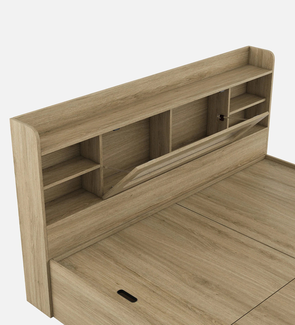Wooden Queen Bed/Wooden Cot/Wooden Bed With Storage Engineered Wood Queen Box Bed, 218 cm x 160 cm (7.15 ft x 5.25 ft) (Finish Color - Santana Oak Finish, Delivery Condition - Knock Down)