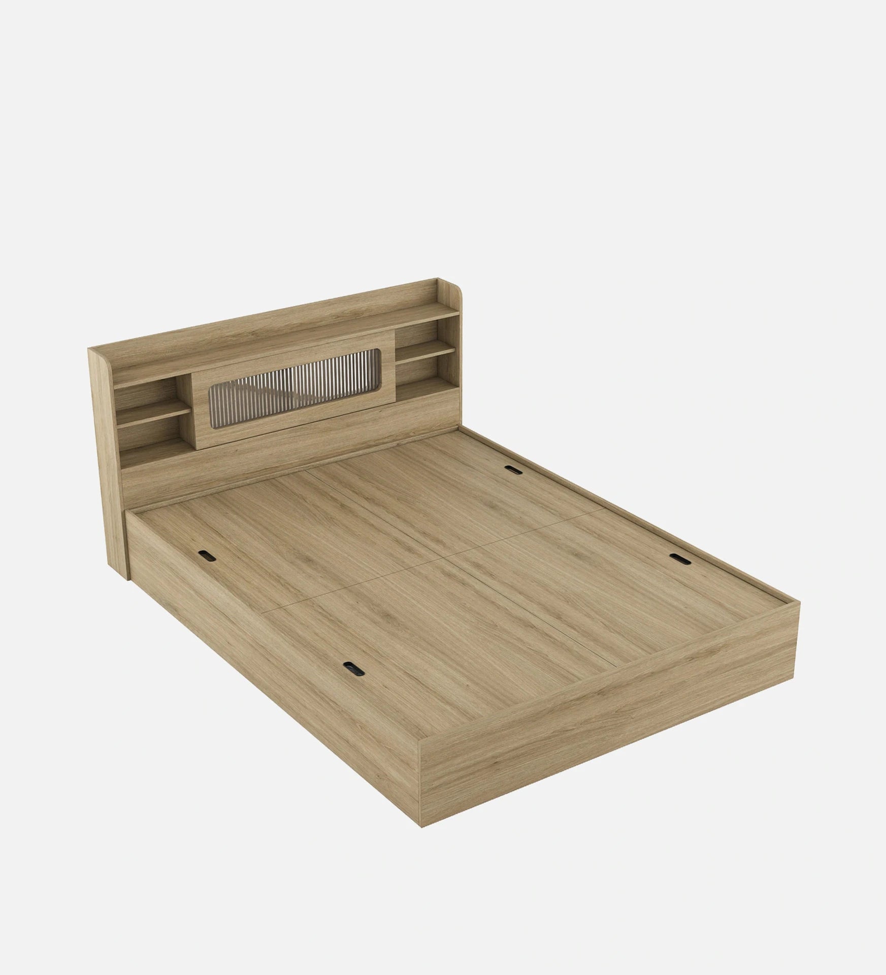 Wooden Queen Bed/Wooden Cot/Wooden Bed With Storage Engineered Wood Queen Box Bed, 218 cm x 160 cm (7.15 ft x 5.25 ft) (Finish Color - Santana Oak Finish, Delivery Condition - Knock Down)