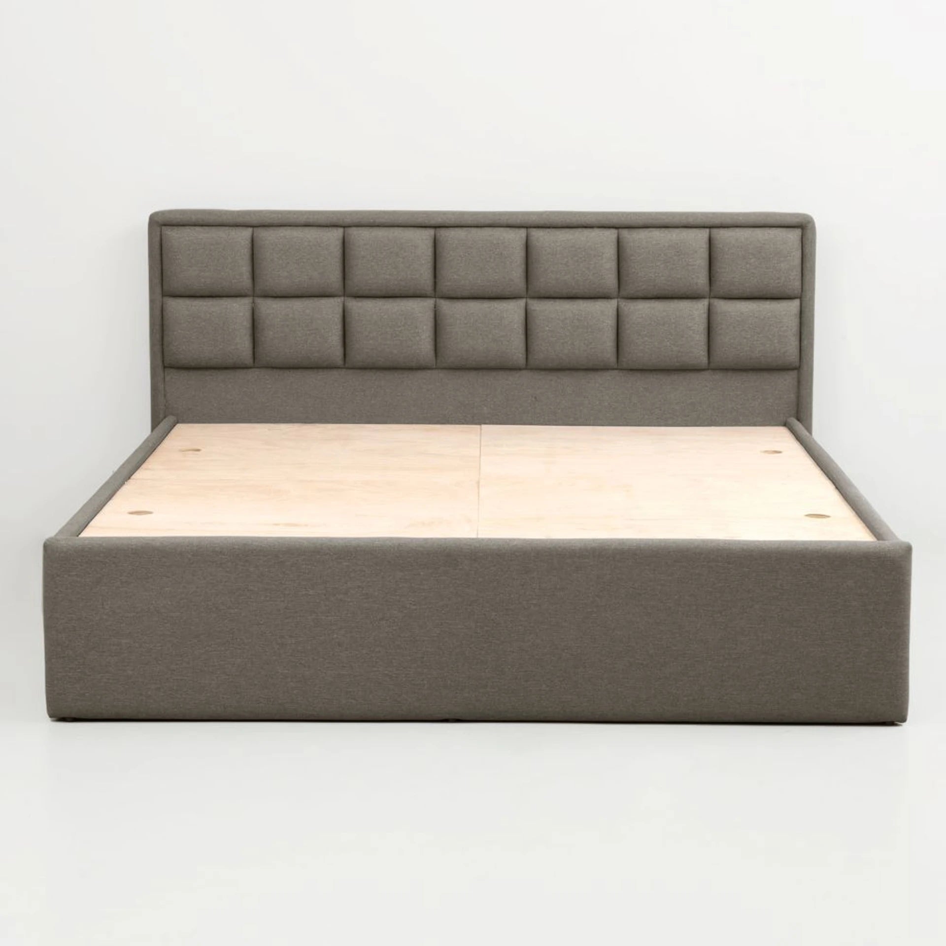 Solid Wood King Box Bed, 210 cm x 199 cm (6.89 ft x 6.53 ft) (Finish Color - Omega Grey, Delivery Condition - Knock Down)