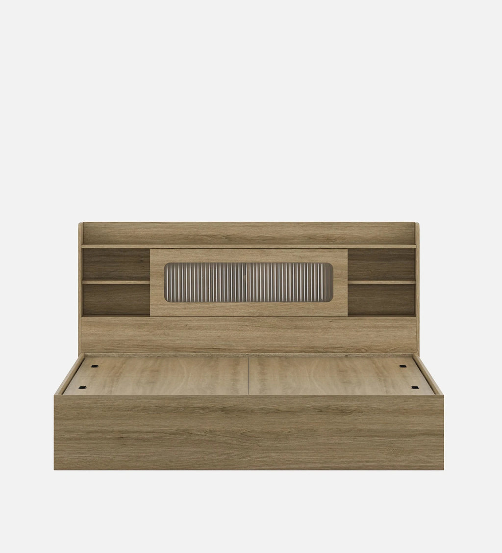 Wooden Queen Bed/Wooden Cot/Wooden Bed With Storage Engineered Wood Queen Box Bed, 218 cm x 160 cm (7.15 ft x 5.25 ft) (Finish Color - Santana Oak Finish, Delivery Condition - Knock Down)