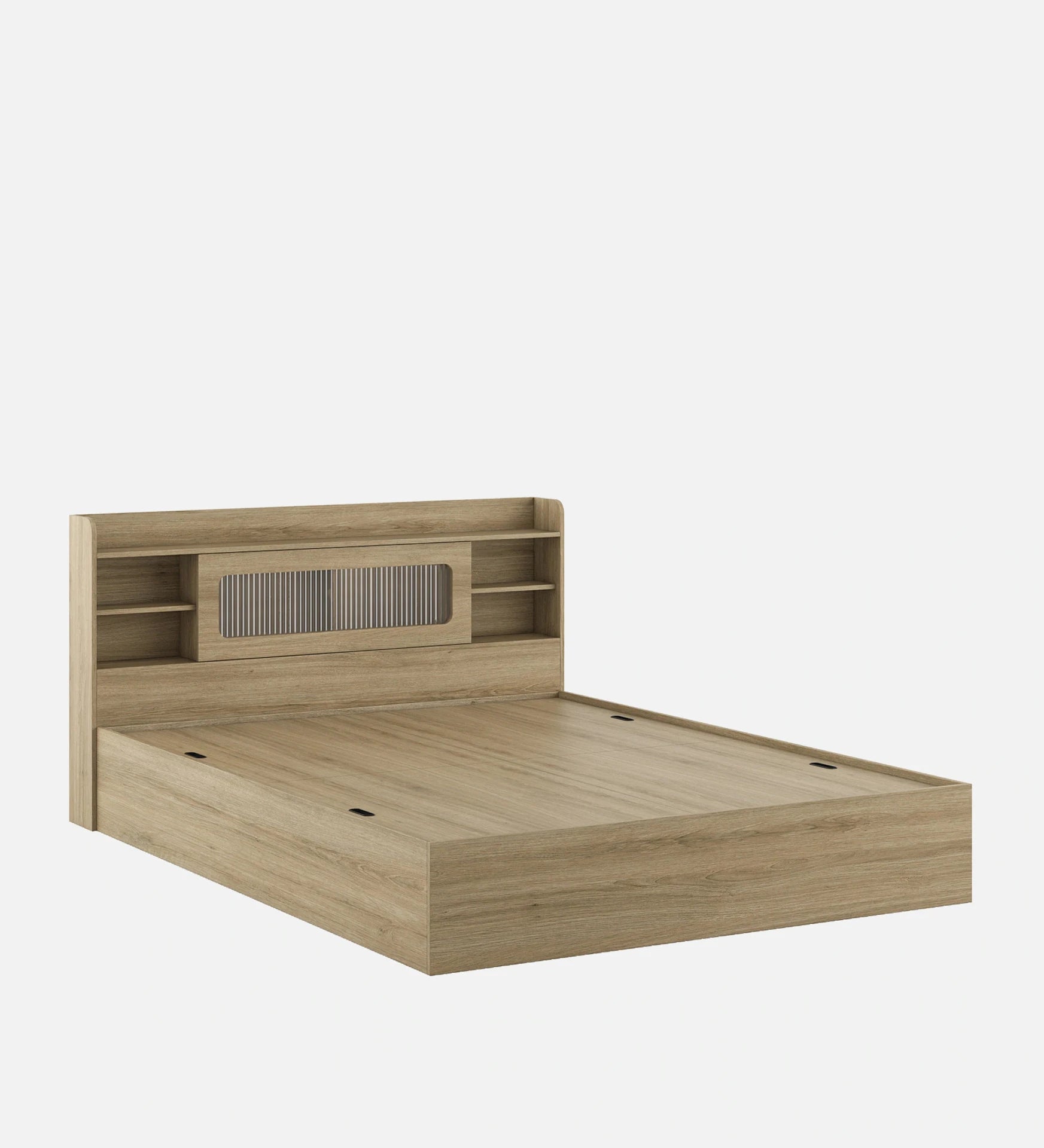 Wooden Queen Bed/Wooden Cot/Wooden Bed With Storage Engineered Wood Queen Box Bed, 218 cm x 160 cm (7.15 ft x 5.25 ft) (Finish Color - Santana Oak Finish, Delivery Condition - Knock Down)