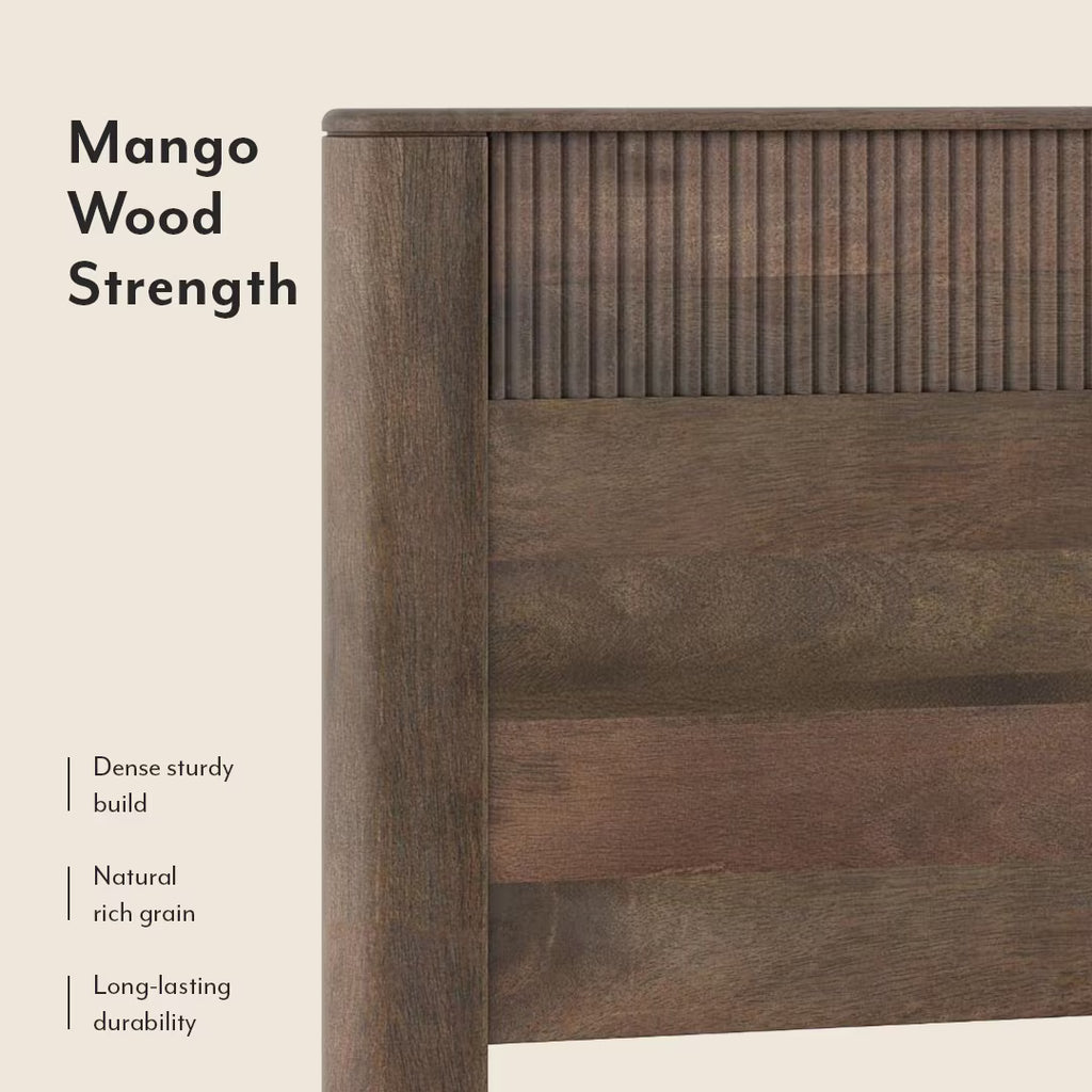 Solid Wood Queen Size Bed With Hydraulic Storage (Danish Walnut Finish)